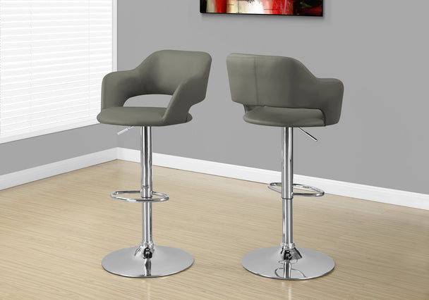 I 2364 Barstool - Light Grey / Chrome Metal Hydraulic Lift - Furniture Depot