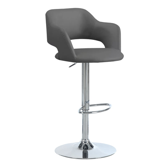 I 2364 Barstool - Light Grey / Chrome Metal Hydraulic Lift - Furniture Depot