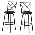 I 2375 Barstool - 2pcs / Swivel / Black /Black Leather-Look Seat - Furniture Depot