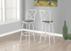 I 2377 Barstool - 2pcs / Swivel / White / Grey Fabric Seat - Furniture Depot (7881091318008)