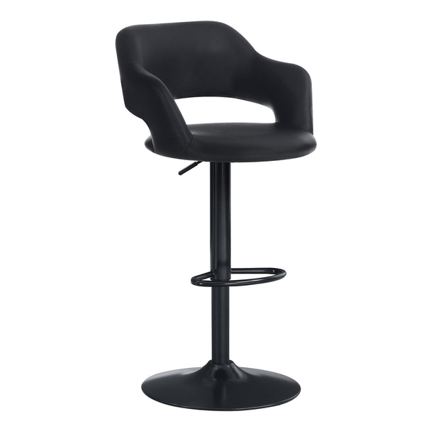 I 2381 Barstool - Black / Black Metal Hydraulic Lift - Furniture Depot