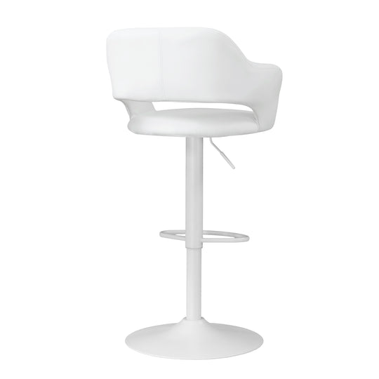 I 2382 Barstool - White / White Metal Hydraulic Lift - Furniture Depot