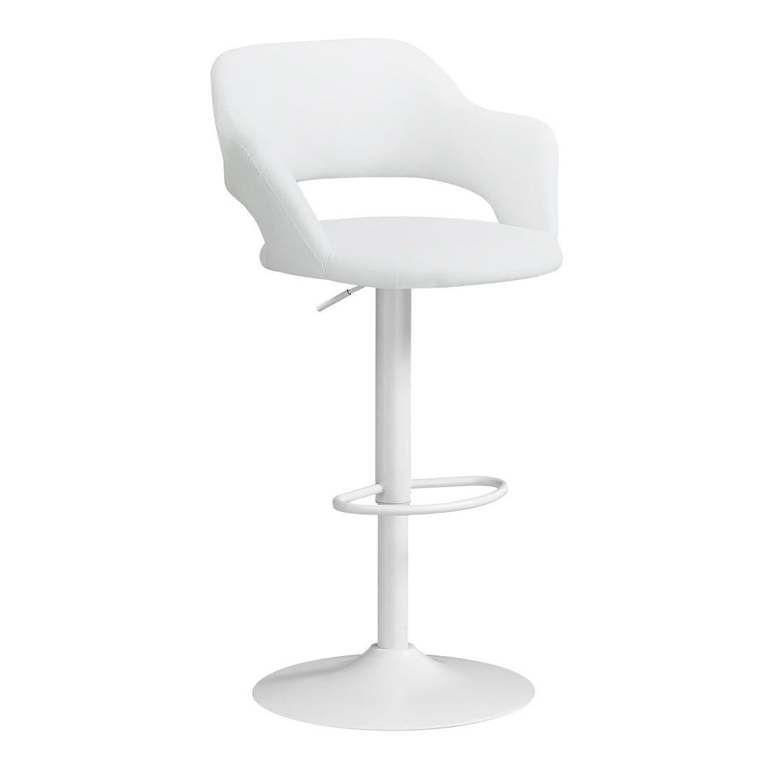 I 2382 Barstool - White / White Metal Hydraulic Lift - Furniture Depot