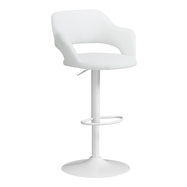 I 2382 Barstool - White / White Metal Hydraulic Lift - Furniture Depot