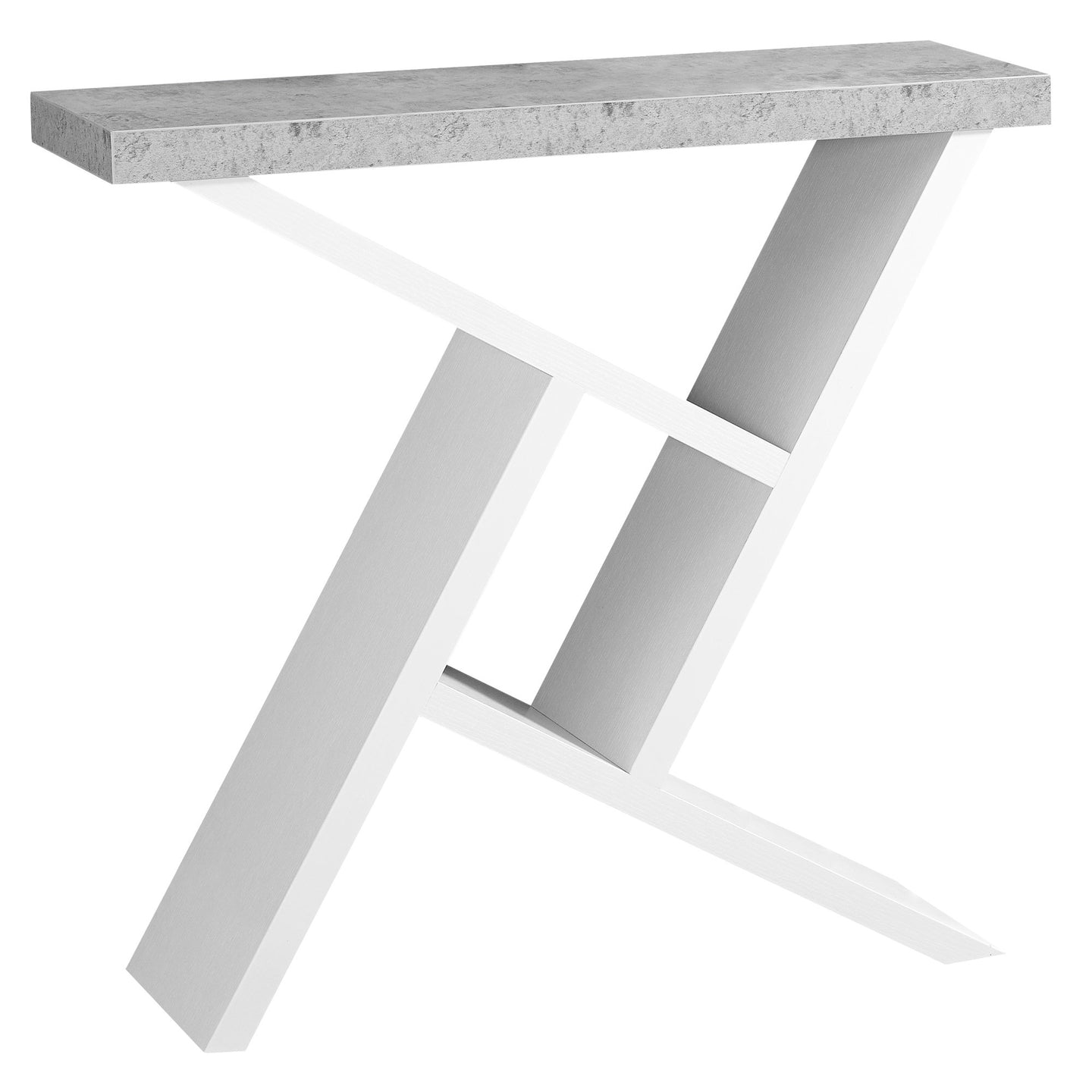 I 2405 Accent Table - 36"L / White / Cement-Look Hall Console - Furniture Depot