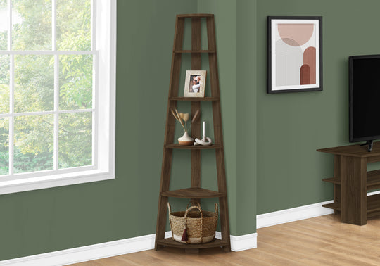 I 2464 Bookcase - 72""H / Dark Walnut Corner Accent Etagere - Furniture Depot (7881092694264)