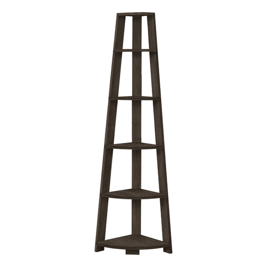 I 2469 Bookcase - 72""H / Brown Oak Corner Accent Etagere - Furniture Depot (7881092792568)