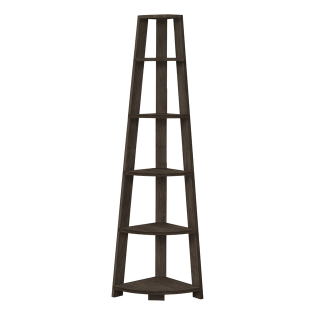 I 2469 Bookcase - 72""H / Brown Oak Corner Accent Etagere - Furniture Depot (7881092792568)