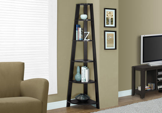 I 2495 Bookcase - 72""H / Espresso Corner Accent Etagere - Furniture Depot (7881093611768)