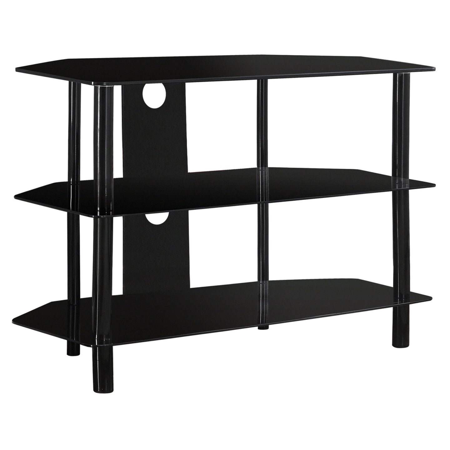 I 2506 Tv Stand - 36"L / Black Metal With Tempered Black Glass - Furniture Depot (7881093873912)