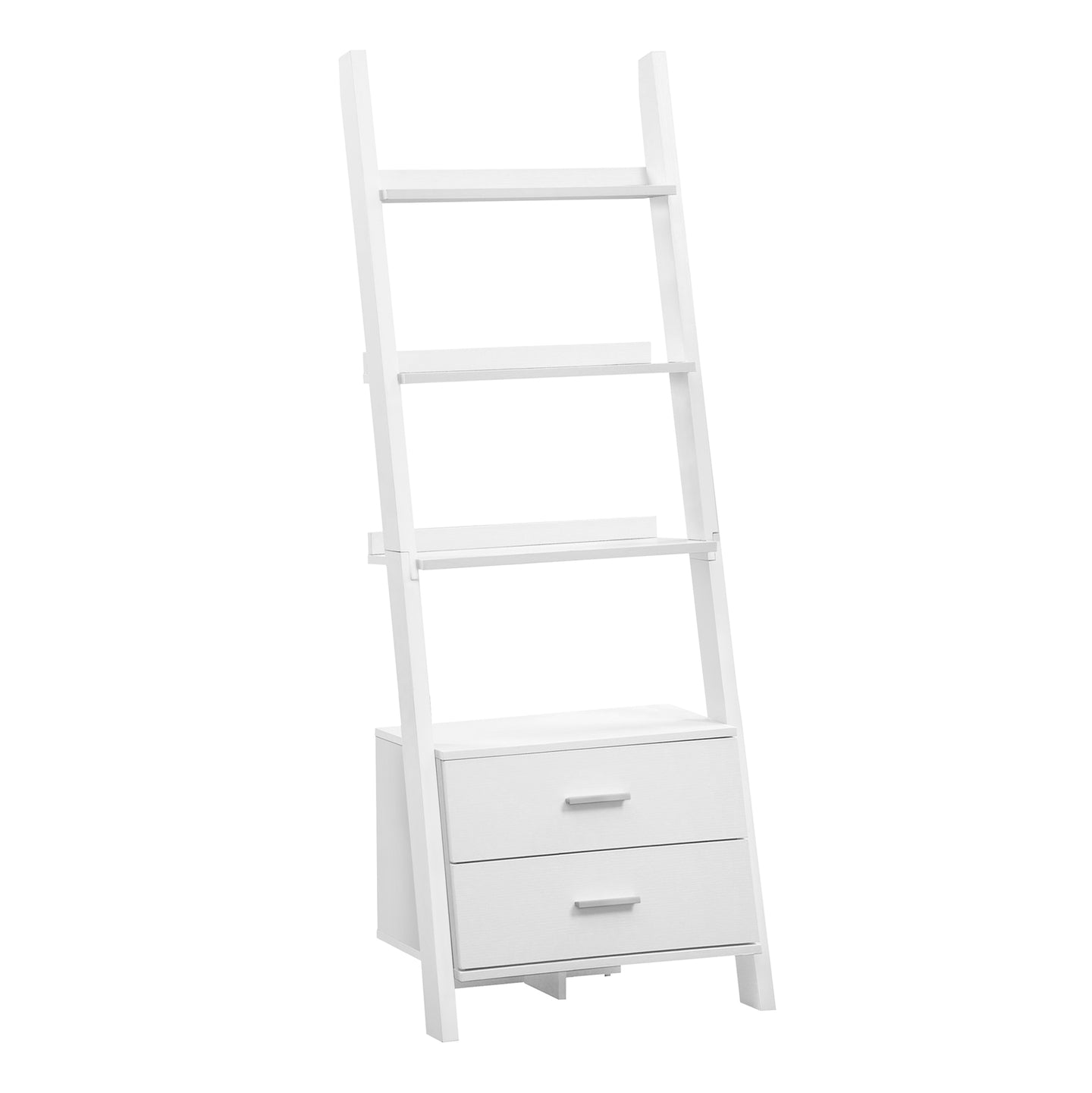 I 2562 Bookcase - 69"H / White Ladder With 2 Storage Drawers - Furniture Depot (7881094234360)