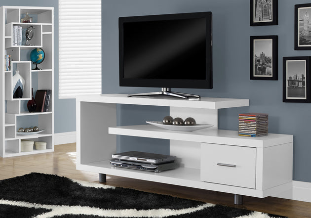 I 2573 Tv Stand - 60"L / White With 1 Drawer - Furniture Depot