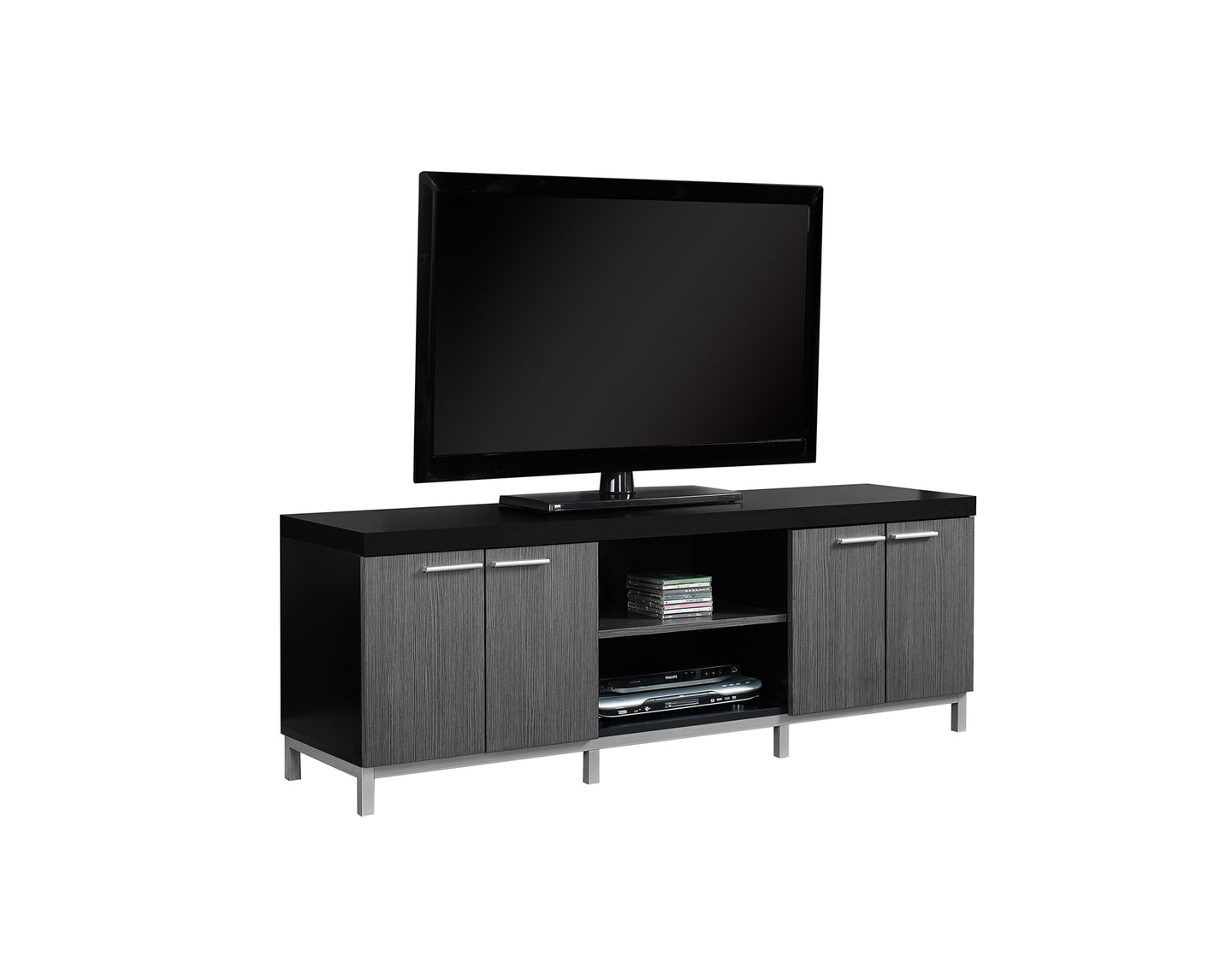 I 2590 Tv Stand - 60"L / Black / Grey - Furniture Depot (7881094660344)