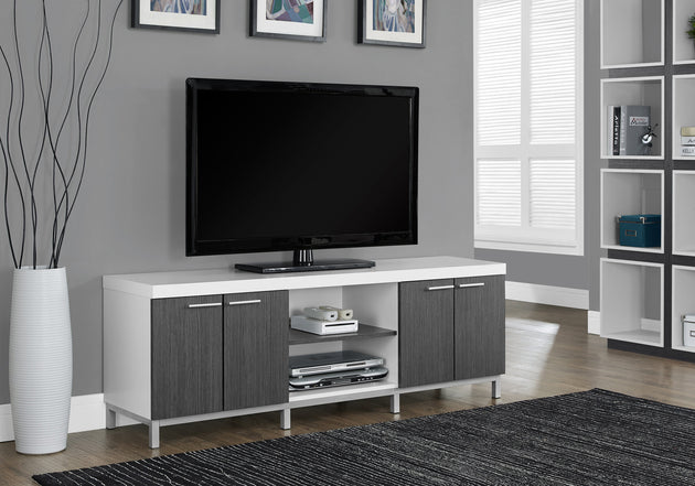 I 2591 Tv Stand - 60"L / White / Grey - Furniture Depot