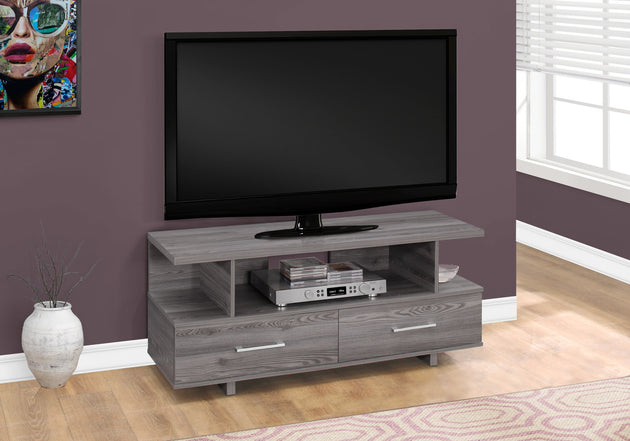 I 2608 Tv Stand - 48"L / Grey With 2 Storage Drawers - Furniture Depot (7881094856952)