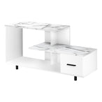 I 2609 Tv Stand - 48"L / White / White Marble Top / 1 Drawer - Furniture Depot (7881094889720)