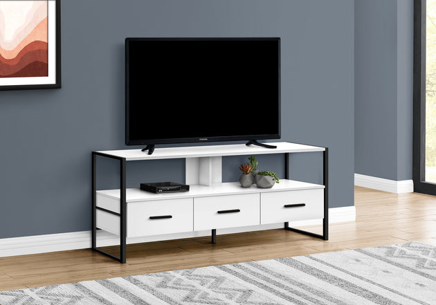 I 2615 Tv Stand - 48"L / White / Black Metal - Furniture Depot (7881094988024)