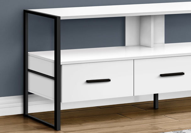 I 2615 Tv Stand - 48"L / White / Black Metal - Furniture Depot (7881094988024)