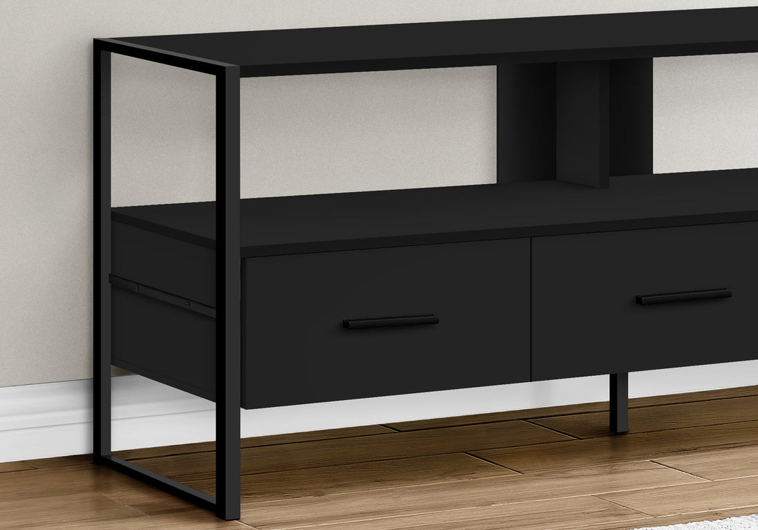 I 2616 Tv Stand - 48"L / Black / Black Metal - Furniture Depot (7881095020792)