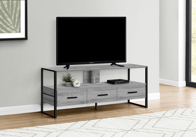 I 2617 Tv Stand - 48"L / Grey / Black Metal - Furniture Depot (7881095053560)