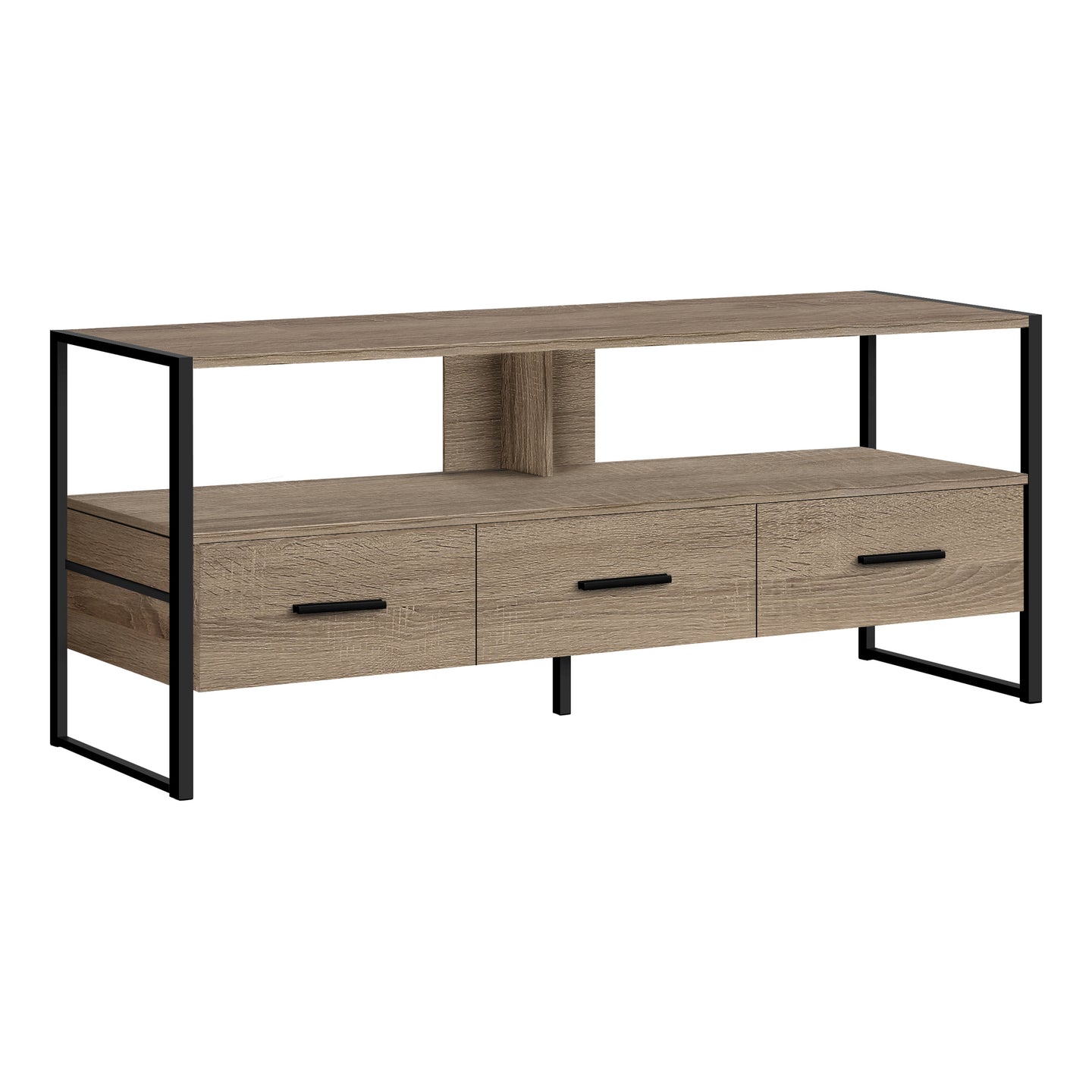 I 2618 Tv Stand - 48"L / Dark Taupe / Black Metal - Furniture Depot (7881095086328)