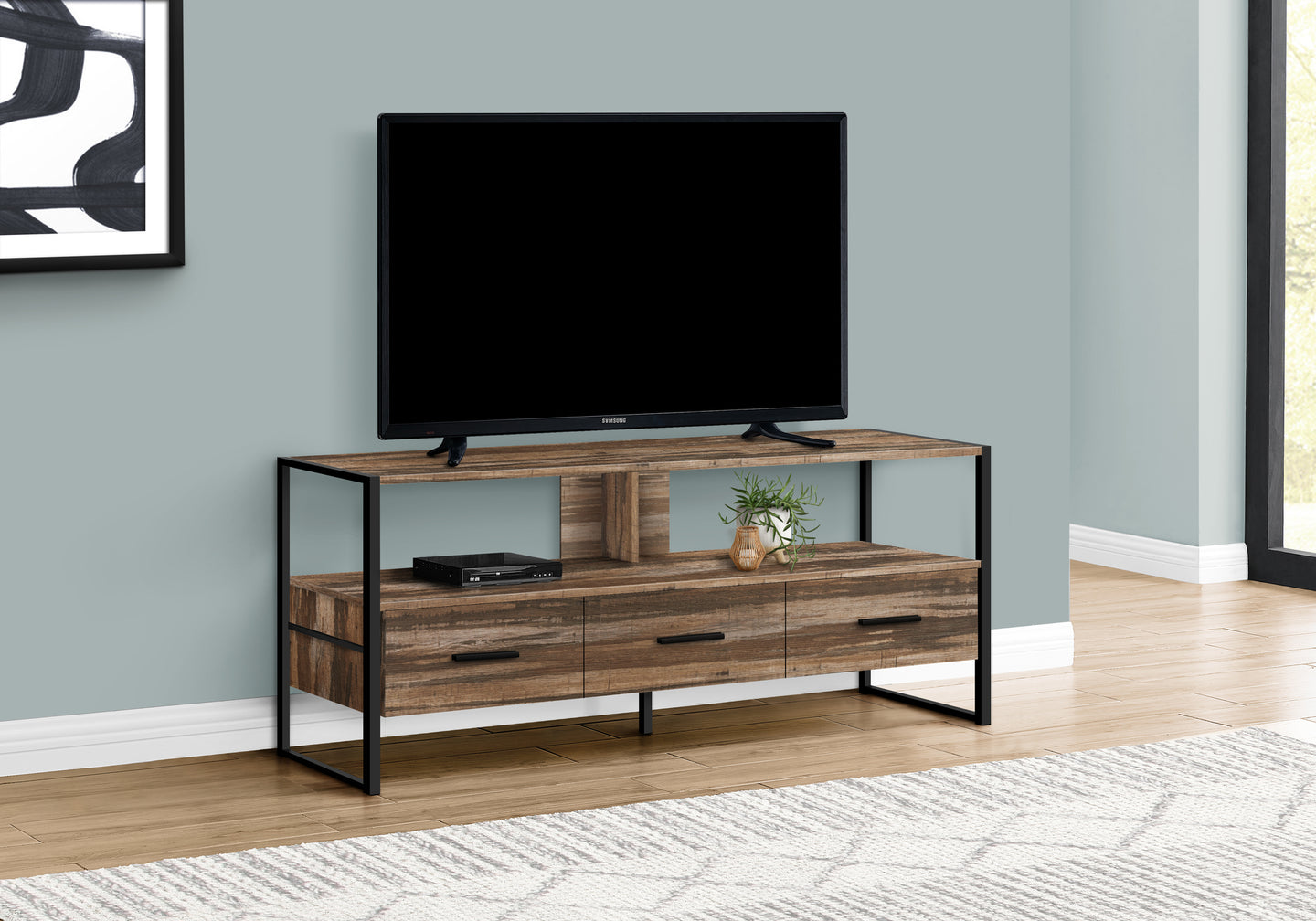 I 2619 Tv Stand - 48"L / Brown Reclaimed / Black Metal - Furniture Depot (7881095119096)