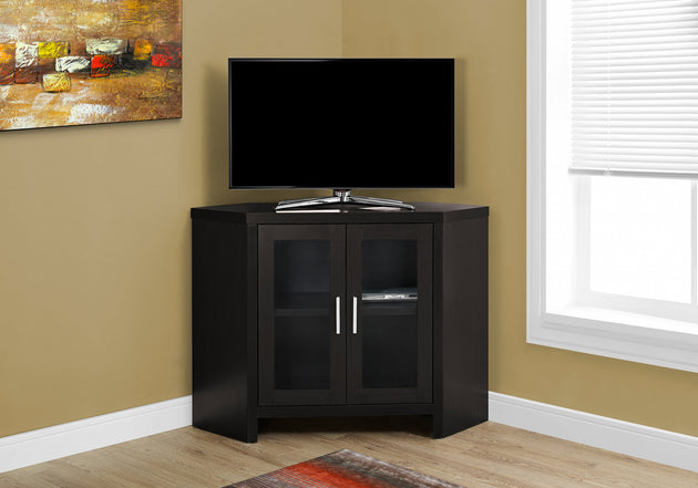 I 2700 Tv Stand - 42"L / Espresso Corner With Glass Doors - Furniture Depot (7881095479544)