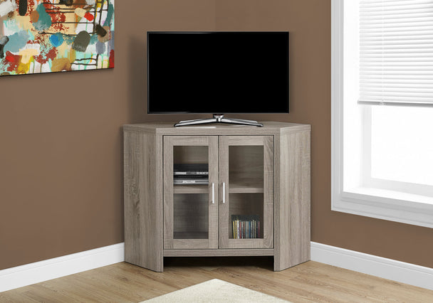 I 2701 Tv Stand - 42"L / Dark Taupe Corner With Glass Doors - Furniture Depot (7881376956664)