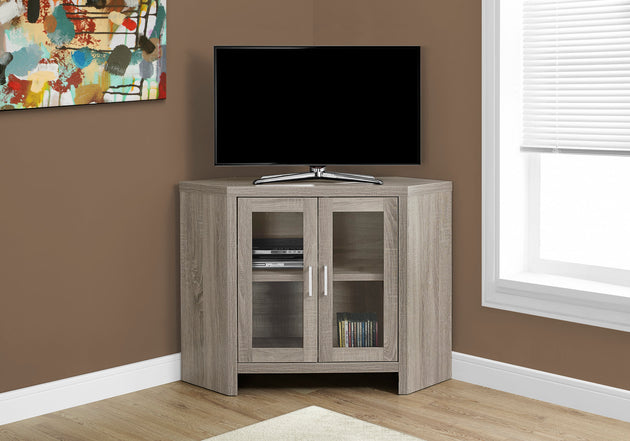 I 2701 Tv Stand - 42"L / Dark Taupe Corner With Glass Doors - Furniture Depot (7881376956664)