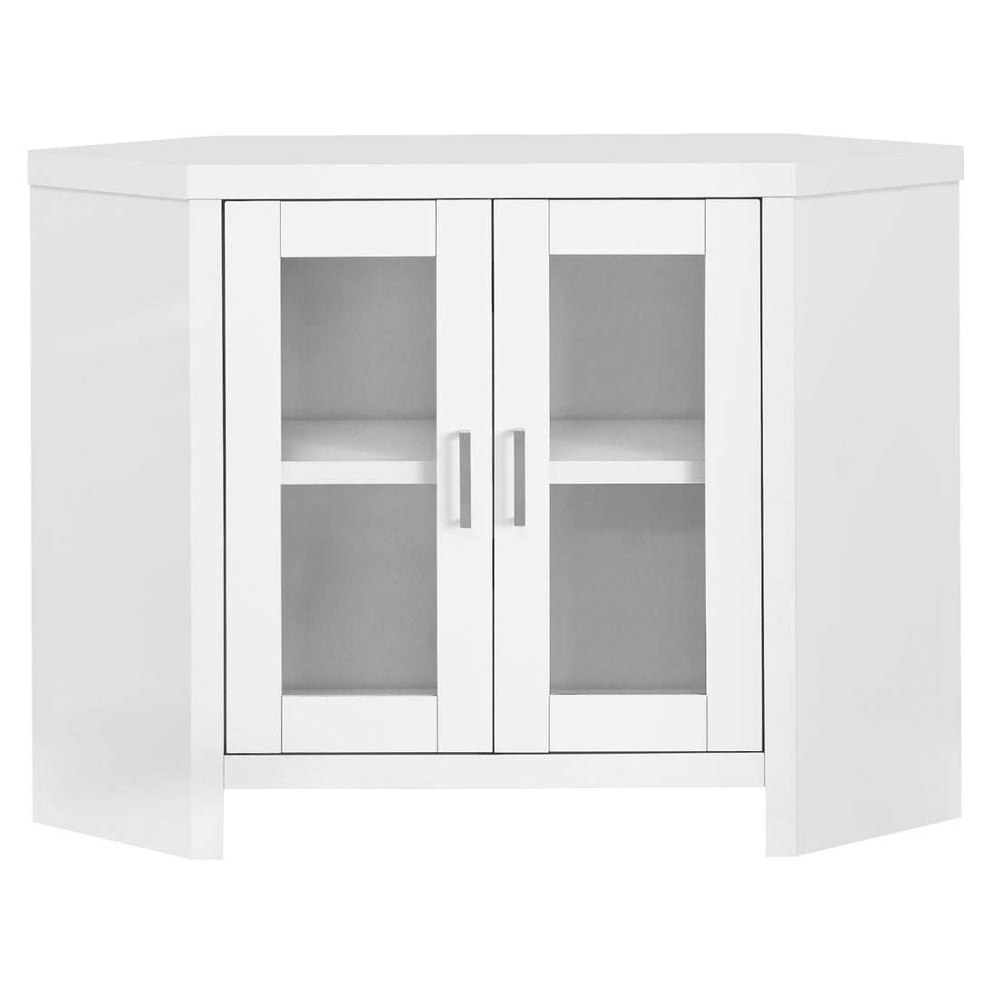 I 2703 Tv Stand - 42"L / White Corner With Glass Doors - Furniture Depot (7881095905528)