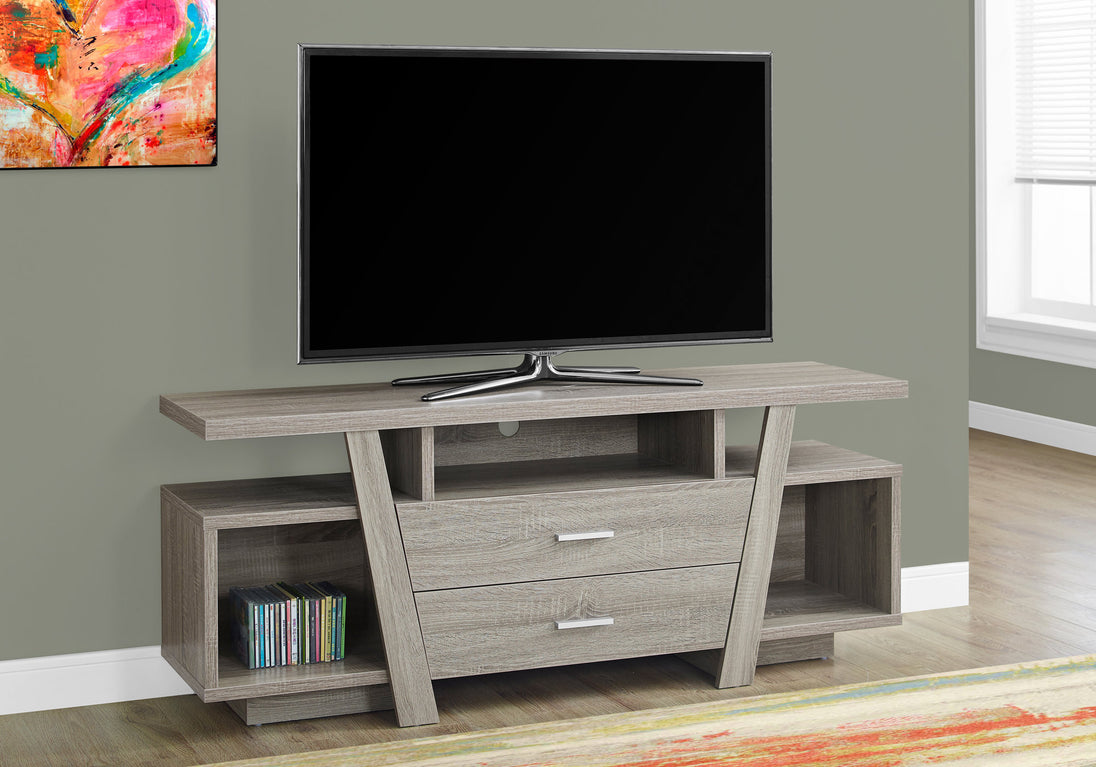 I 2721 Tv Stand - 60"L / Dark Taupe With 2 Storage Drawers - Furniture Depot