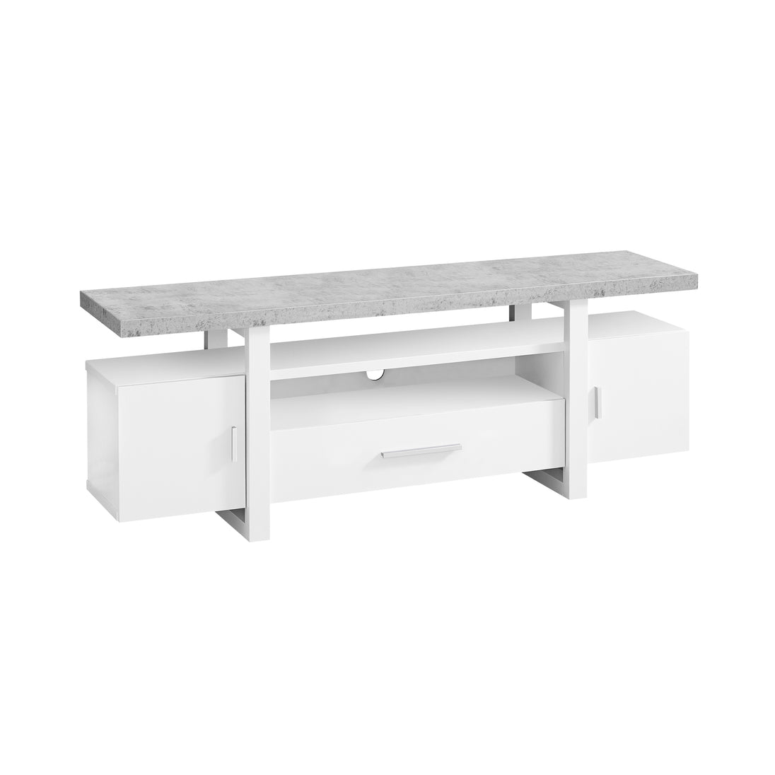 I 2725 Tv Stand - 60"L / White / Cement-Look Top - Furniture Depot (7881096528120)