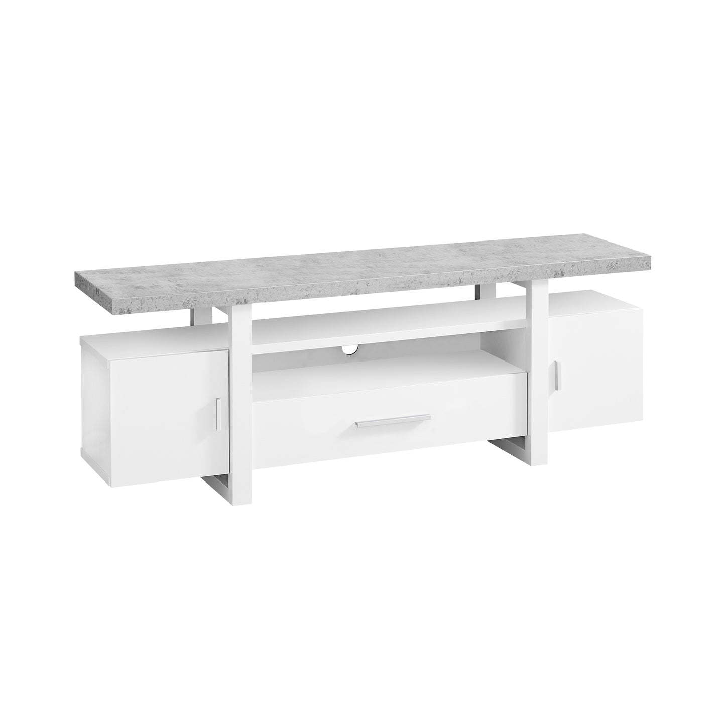 I 2725 Tv Stand - 60"L / White / Cement-Look Top - Furniture Depot (7881096528120)