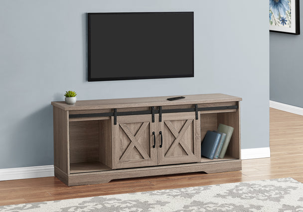 I 2746 Tv Stand - 60"L / Dark Taupe With 2 Sliding Doors - Furniture Depot (7881097707768)