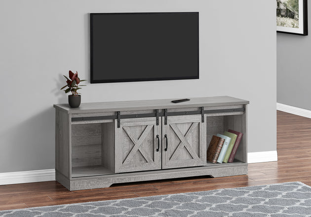 I 2747 Tv Stand - 60"L / Grey With 2 Sliding Doors - Furniture Depot