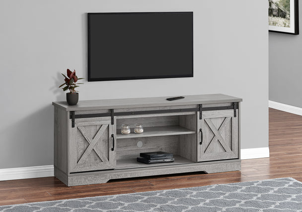 I 2747 Tv Stand - 60"L / Grey With 2 Sliding Doors - Furniture Depot