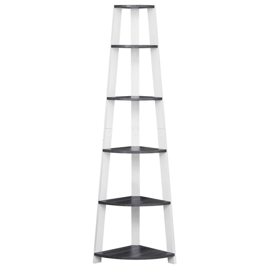 I 2751 Bookcase - 72"H / Grey-White Corner Accent Etagere - Furniture Depot (7881098330360)