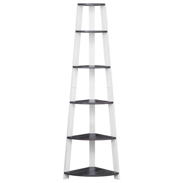 I 2751 Bookcase - 72"H / Grey-White Corner Accent Etagere - Furniture Depot (7881098330360)