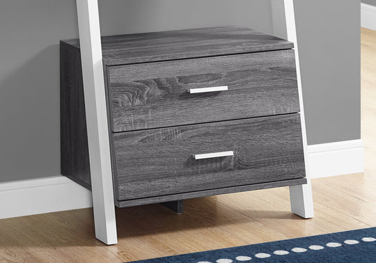 I 2756 Bookcase - 69"H / Grey-White Ladder With 2 Storage Drawer - Furniture Depot (7881098494200)