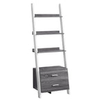I 2756 Bookcase - 69"H / Grey-White Ladder With 2 Storage Drawer - Furniture Depot (7881098494200)
