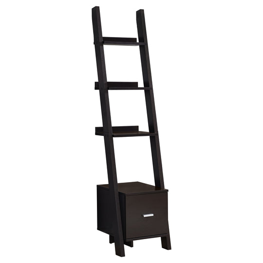 I 2765 Bookcase - 69"H / Espresso Corner Etagere W/ Drawer - Furniture Depot (7881098723576)