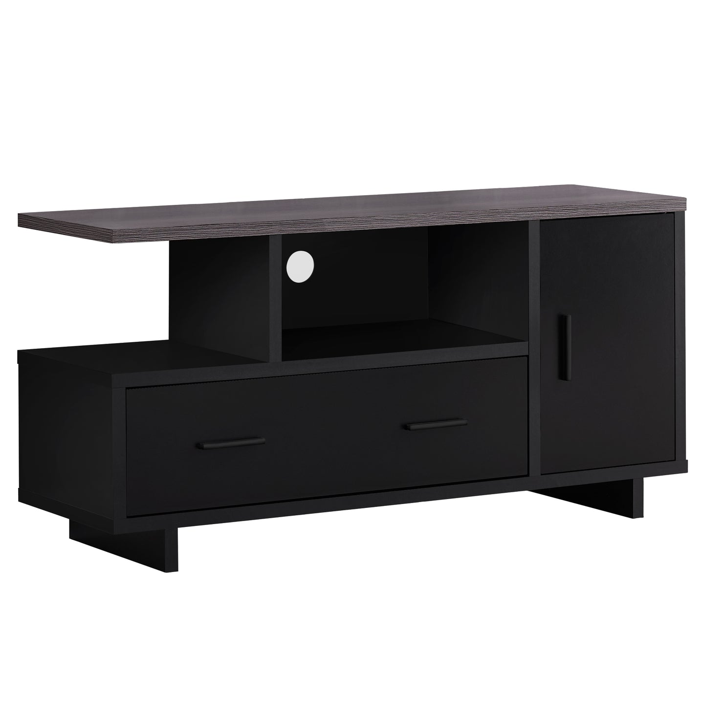 I 2801 Tv Stand - 48"L / Black / Grey Top With Storage - Furniture Depot (7881099444472)