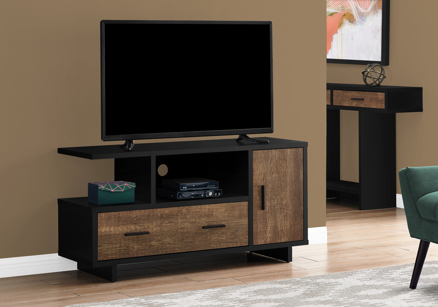 I 2803 Tv Stand - 48"L / Black / Brown Reclaimed Wood-Look - Furniture Depot