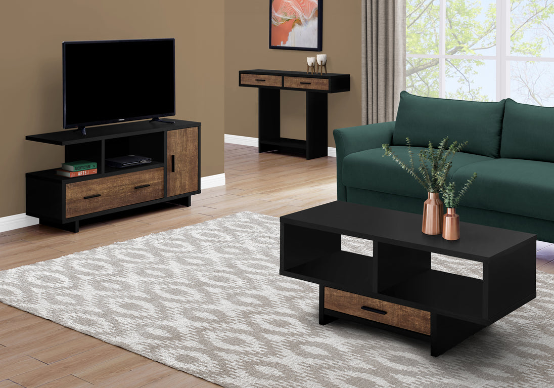 I 2803 Tv Stand - 48"L / Black / Brown Reclaimed Wood-Look - Furniture Depot