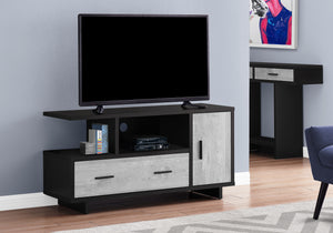I 2804 Tv Stand - 48"L / Black / Grey Reclaimed Wood-Look - Furniture Depot