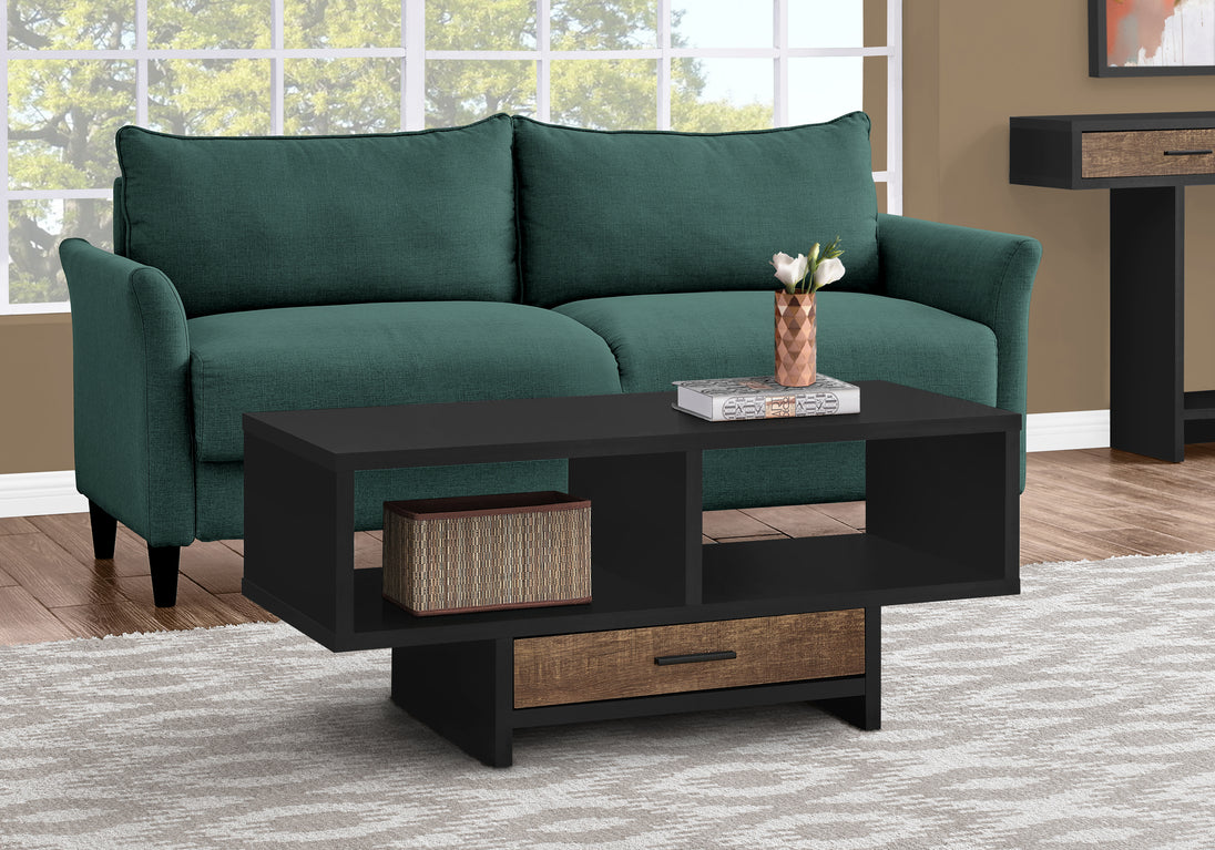 I 2809 Coffee Table - Black / Brown Reclaimed Wood-Look - Furniture Depot (7881099837688)