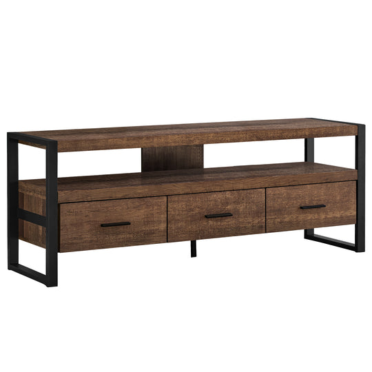 I 2820 Tv Stand - 60"L / Brown Reclaimed Wood-Look / 3 Drawers - Furniture Depot (7881100230904)