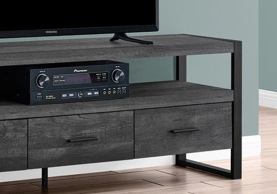 I 2823 Tv Stand - 60"L / Black Reclaimed Wood-Look / 3 Drawers - Furniture Depot (7881100493048)