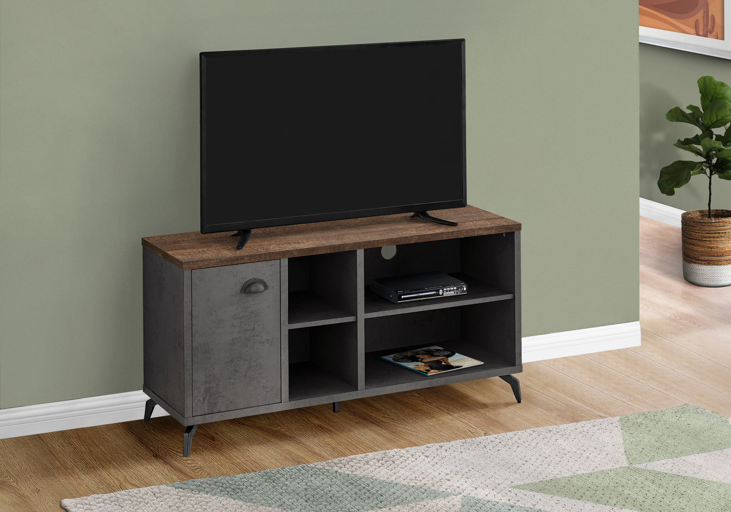 I 2830 Tv Stand - 48"L / Grey Concrete / Medium Brown Reclaimed - Furniture Depot