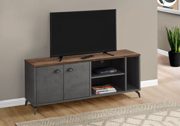 I 2831 Tv Stand - 60"L / Grey Concrete / Medium Brown Reclaimed - Furniture Depot